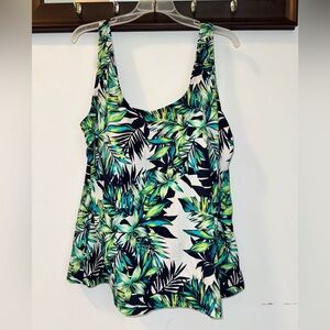 Swimsuits for All Women's Classic Tankini Top Tropical Leaf Print Size 24